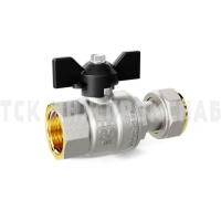 Шаровой кран латунный ВР, полнопроходной, ручка-бабочка, с накидной гайкой, LD Pride