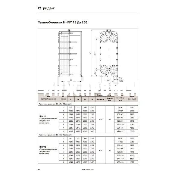 Разборный пластинчатый теплообменник НН№113, Ридан