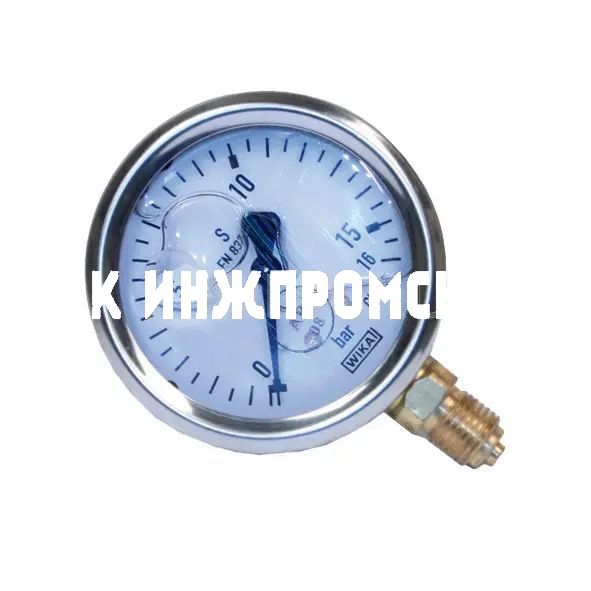 Манометр, тип 213.53, корпус - нерж. сталь, с гидрозаполнением, Wika