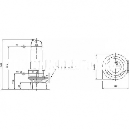 Насос погружной, фекальный, Rexa CUT GI03.26/S-M15-2-523/P, Wilo